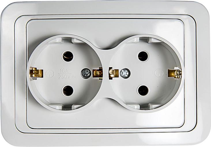 Розетка двойная с заземлением CLASSICO белая 2128 IN HOME фото 1