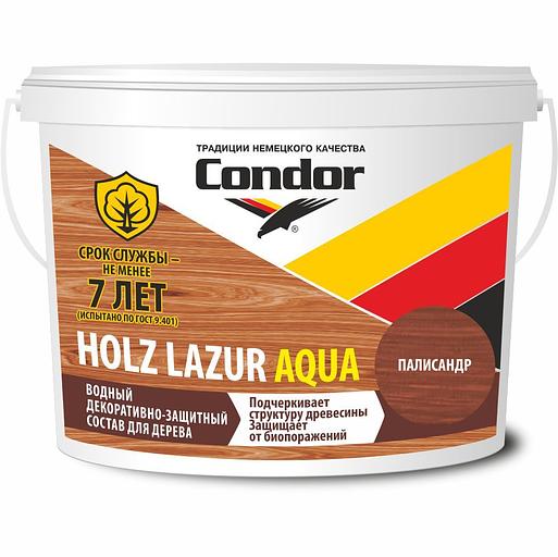Водный защитный состав для дерева "CONDOR Holz Lazur Aqua" Палисандр 9л фото 1