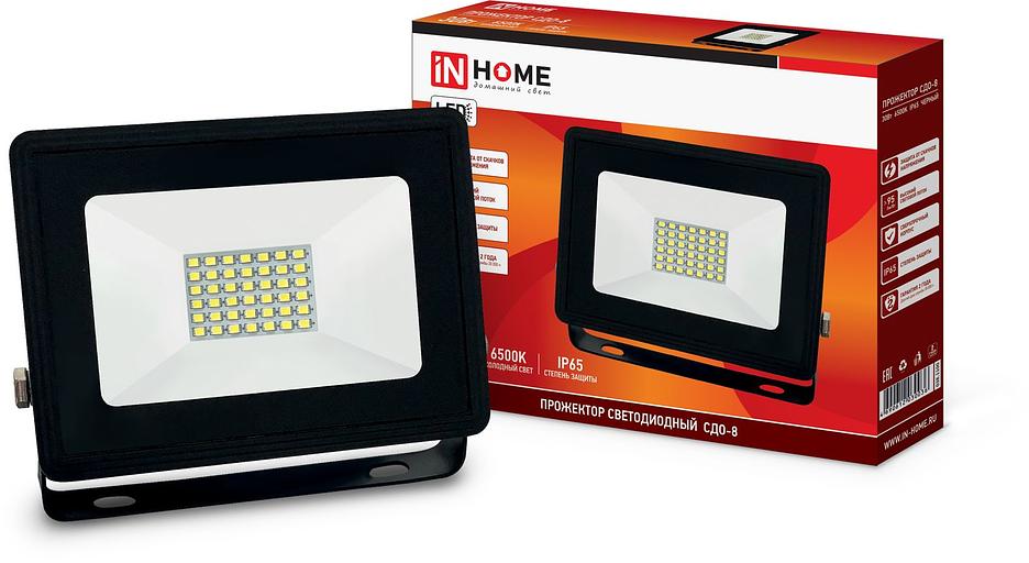 Прожектор светодиодный СДО-8 30Вт 230В 6500К 2850Лм IP65 IN HOME фото 1