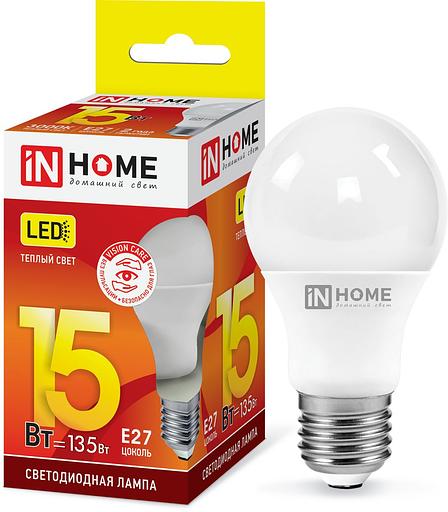 Лампа светодиодная LED-A60-VC 15Вт 230В Е27 3000К 1350Лм IN HOME фото 1