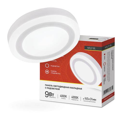 Панель светодиодная накладная круглая NRLP-BL 9Вт 230В 4000К 540Лм 145мм с подсветкой бел IN HOME фото 1