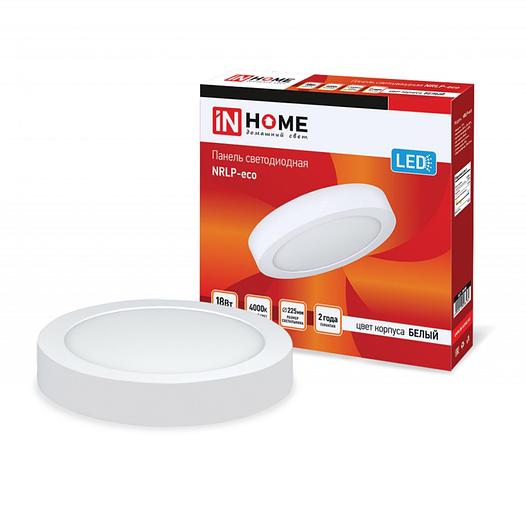 Панель светодиодная накладная круглая NRLP-eco 18Вт 230В 4000К 1260Лм 225мм белая IP40 IN HOME фото 1