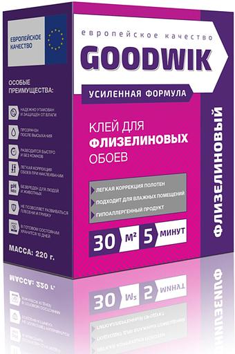 Клей обойный GOODWIK 30 для флизелиновых обоев 220гр фото 1