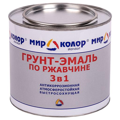 Грунт-эмаль по ржавчине 3 в 1 Мирколор чёрный 0,9кг фото 1