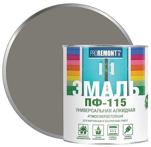 Эмаль ПФ-115 PROREMONTT Серый 0,9кг фото 1