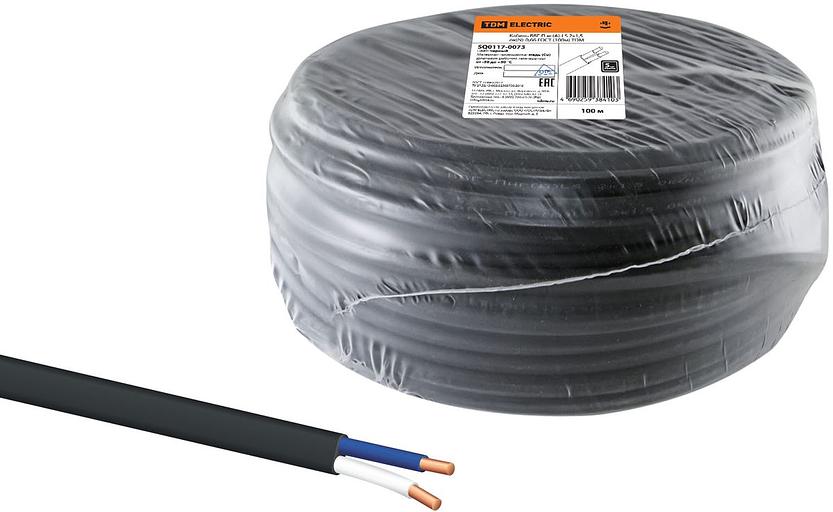 Кабель ВВГ-П нг(А)-LS 2х1,5 ок(N)-0,66 ГОСТ (100м) TDM фото 1