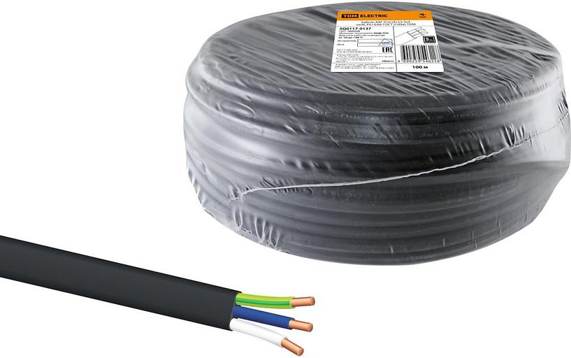 Кабель ВВГ-П нг(А)-LS 3х4 ок(N, PE)-0,66 ГОСТ (100м) TDM фото 1