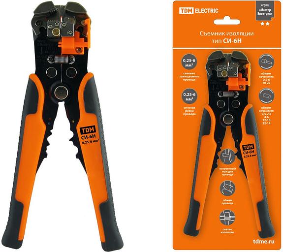 Съемник изоляции СИ-6Н, сечения: зачистки 0,25-6 мм, обжима 0,5-6 мм "МастерЭлектрик" TDM фото 1