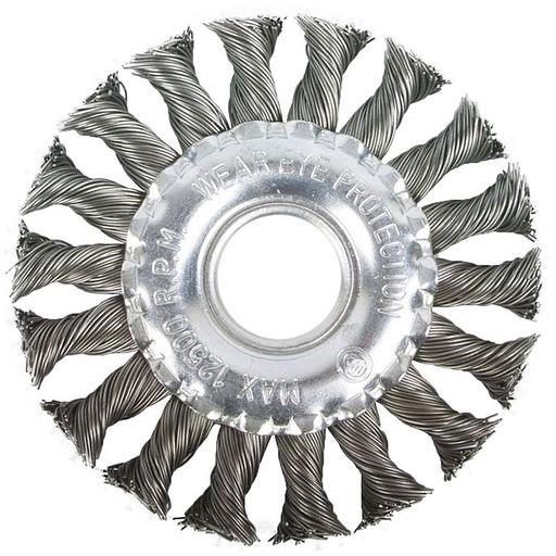 Щетка-крацовка дисковая Toolberg, для УШМ, стальная жгут. проволока, 125мм фото 1