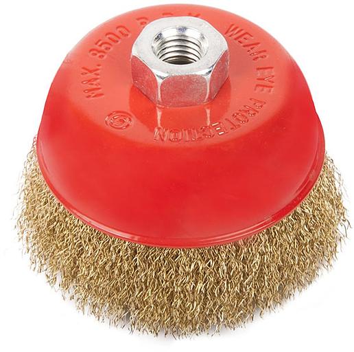 Щетка-крацовка чашечная Toolberg, для УШМ, латунь витая проволока, 100мм фото 1