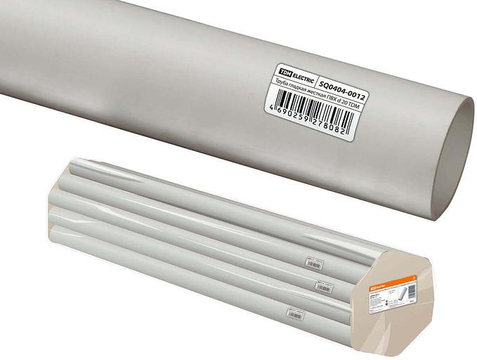 Труба гладкая жесткая ПВХ d20 2м серая TDM фото 1