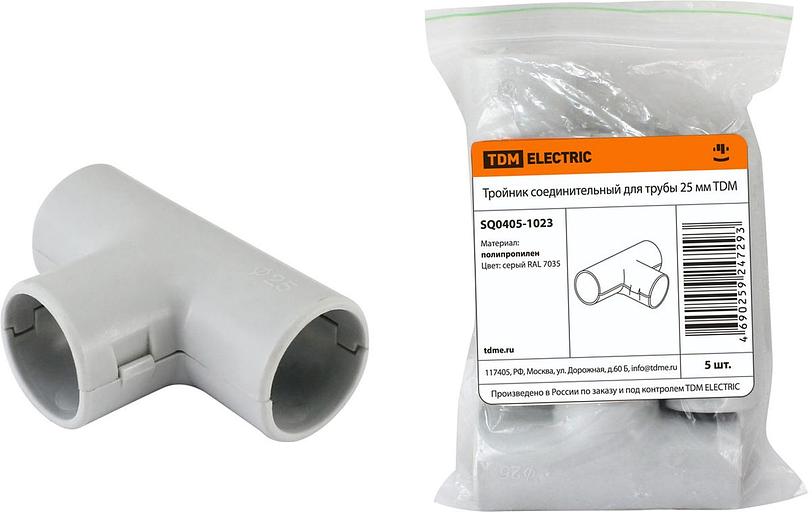 Тройник соединительный для трубы 25 мм (5шт) TDM фото 1