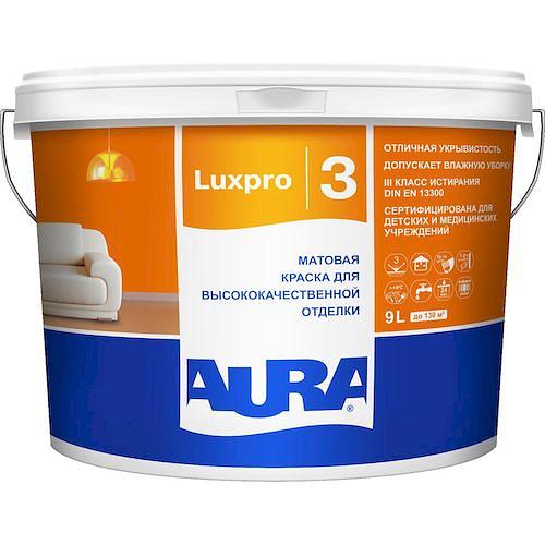 Краска матовая для высококачественной отделки "AURA LUXPRO 3" База TR 9л фото 1