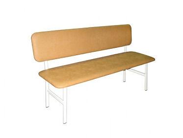 Банкетка медицинская трехместная со спинкой, 1500х540х860 мм, цвет бежевый фото 1
