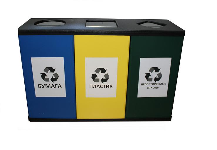 Урна для раздельного сбора мусора, 695х1415х360 мм фото 1