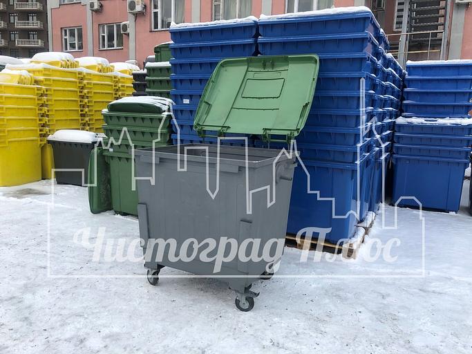 Металлический контейнер 1,1 куб.м с пластиковой крышкой фото 2