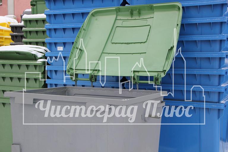 Металлический контейнер 1,1 куб.м с пластиковой крышкой фото 3