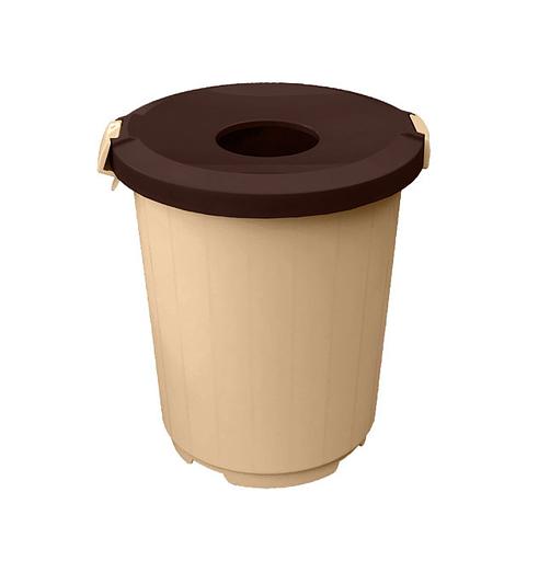 Бак пластиковый 105 л бежевый с крышкой-воронкой фото 1