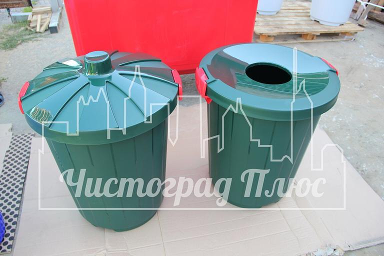 Бак пластиковый 105 л бежевый с крышкой-воронкой фото 5