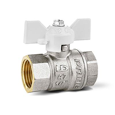 Кран шаровый латунный LD Pride Ду15 Ру40 ВВ бабочка (белая рукоятка) фото 1