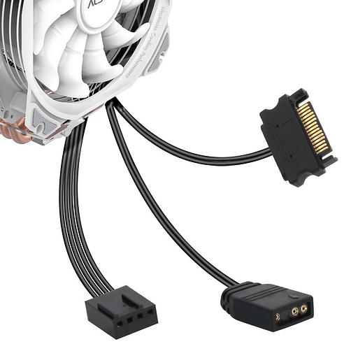 Кулер для процессора Alseye M120, 1х120мм, 800~1700rpm, 4-pin, Al+Cu, белый/ARGB, 66CFM, 33.8дБ, 4-PIPE, TDP 180Вт, INTEL 1200/115x/775/1366/2011, AMD AM5/AM4/AM3(+)/AM2(+)/FM2(+)/FM1 (M120-W) фото 3