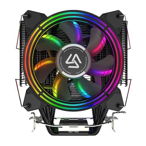 Кулер для процессора Alseye H120D V2.0, 2х120мм, 800~2000rpm, 4-pin, Al+Cu, черный/RGB, 42.5CFM, 35.2дБ, 6-PIPE, TDP 200Вт, INTEL 1700/1200/115x/775/2011, AMD AM5/AM4/AM3(+)/AM2(+)/FM2(+)/FM1, безвинтовое креплнение (H120DV2.0-B) фото 1