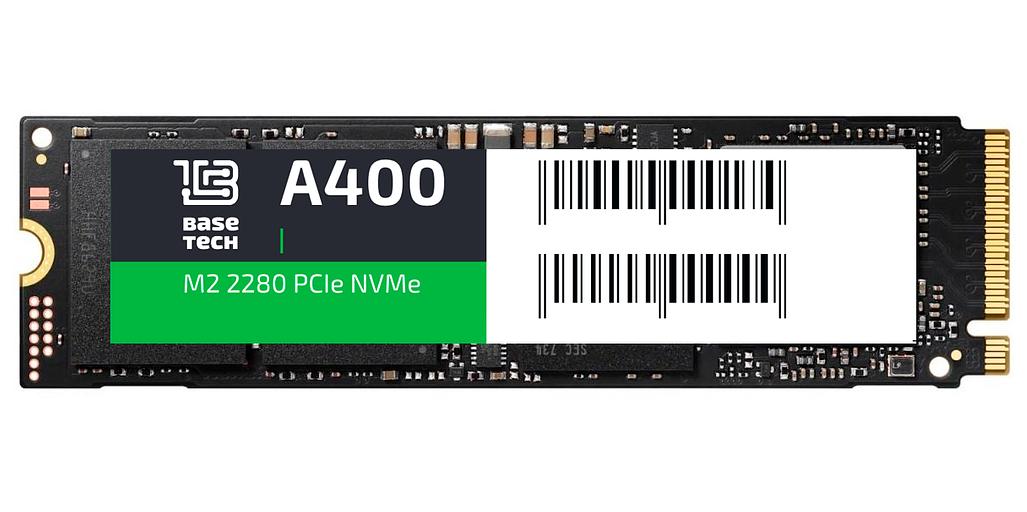 SSD BaseTech A400 2Тб, M.2 2280, NVMe, Bulk, TLC, PCIe3.0, Чтение:2200мб/с, Запись:1100мб/с (SSDBTA4002TBM2NN) фото 1