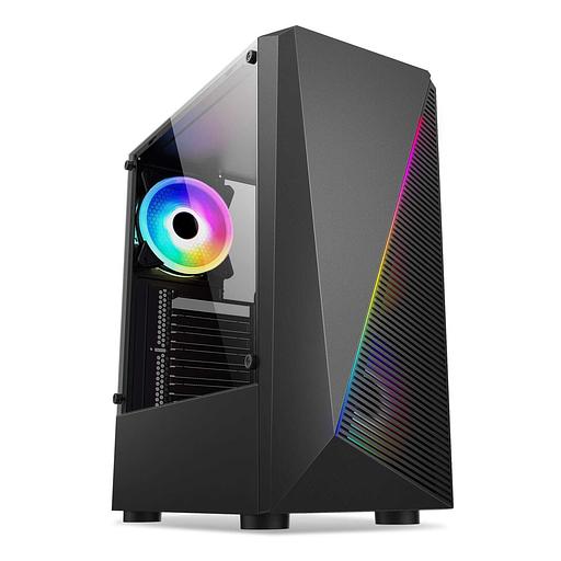 Корпус BaseTech eXtreme GFX-01, Без БП, ATX, чёрный, 1xRGB FAN, 2xUSB2, 1xUSB3, бок: закалённое стекло (BT-GFX-01-RGB) фото 1