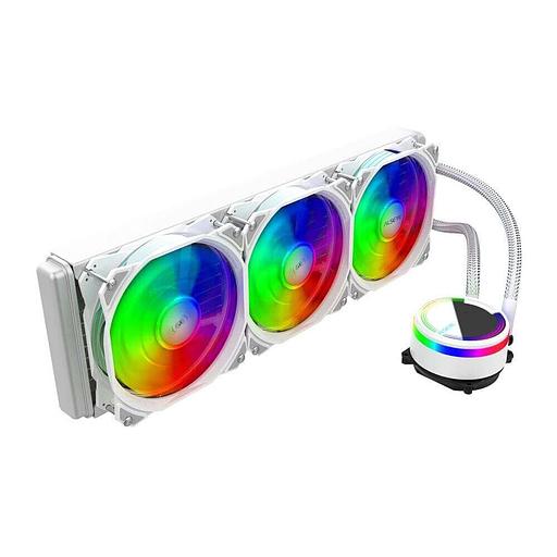 Жидкостное охлаждение Alseye M360, х3x120мммм, 600~1800rpm, 4-pin, Al, белый/RGB, 67.6CFM, 37дБ, INTEL 1200/115x/775/2066/2011/1366, AMD AM5/AM4/AM3(+)/AM2(+)FM1, помпа: 2600rpm, графитовый подшипник (AS.02.01.0003) фото 1