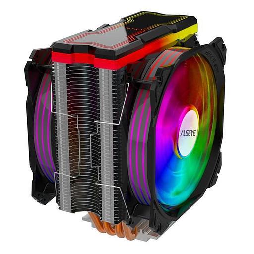 Кулер для процессора Alseye M120D, 2х120мм, 800~1700rpm, 4-pin, Al+Cu, черный/ARGB, 66CFM, 33.8дБ, 4-PIPE, TDP 180Вт, INTEL 1700/1200/115x/775/1366/2011, AMD AM5/AM4/AM3(+)/AM2(+)/FM2(+)/FM1 (AS.01.01.0024) фото 1