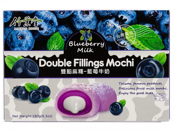 Японское рисовое пироженое моти double fillings mochi «Голубика с молоком» 180г фото 1