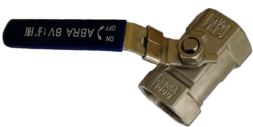 Кран шаровой муфтовый из нержавеющей стали ABRA-BV-A1400A-032 Ду32 Ру40 фото 1