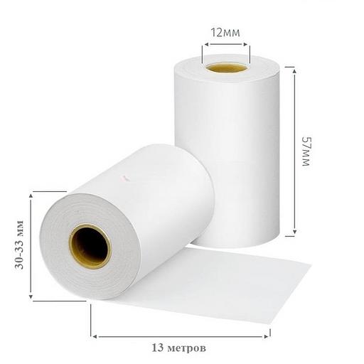Чековая лента из термобумаги 57х32х12 мм ОПТ фото 1