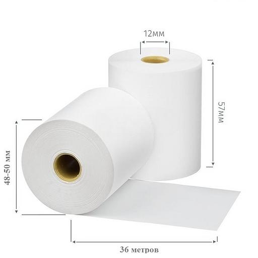 Чековая лента из термобумаги 57х50х12 мм ОПТ фото 1