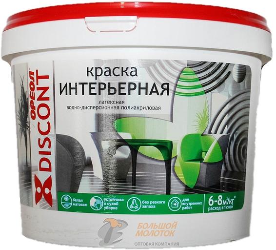 Краска Дисконт ВД интерьер. 3 кг белая матовая 3150 /4 фото 1