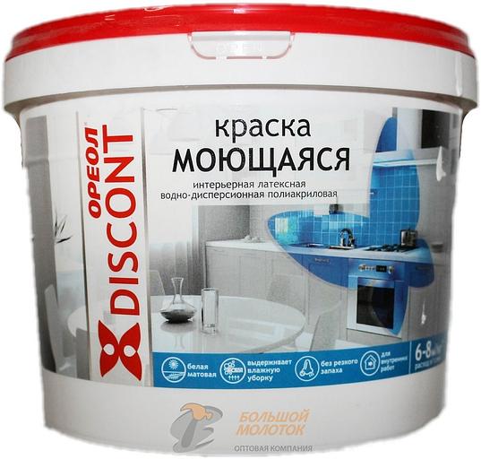 Краска Дисконт ВД интерьер. моющаяся 3 кг белая матовая 3129 /4 фото 1