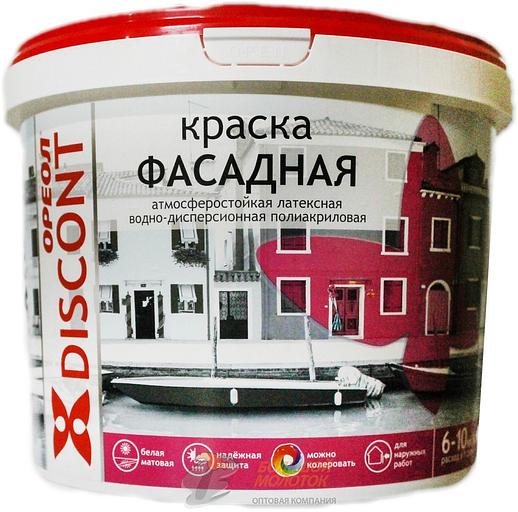 Краска Дисконт ВД фасад. 6,5 кг белая матовая 6496 /2 фото 1