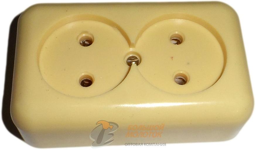 Розетка РА 10-009 2ОП, белая, с фарф. осн. /130 фото 1
