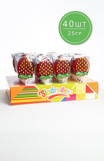Карамель на палочке Sladraduga 40х25 г, клубника фото 1
