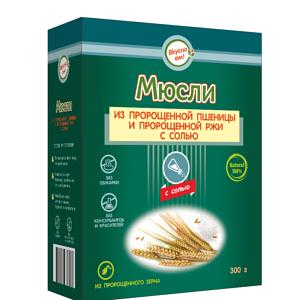 Мюсли ВкусноЕМ из пророщенной пшеницы и пророщенной ржи с солью 300 г ОПТ фото 1