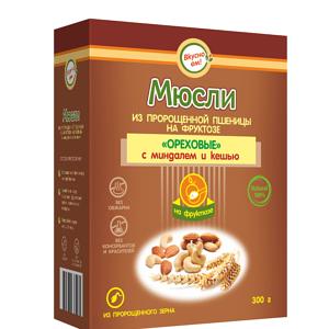 Мюсли из пророщенной пшеницы ВкусноЕМ «Ореховые» с миндалем и кешью 300 г ОПТ фото 1