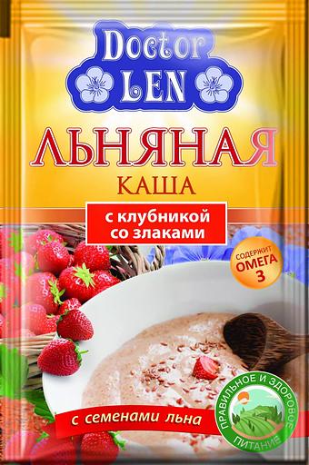 Льняная каша «Doctor Len» м/п со злаками и клубникой, 35 г ОПТ фото 1