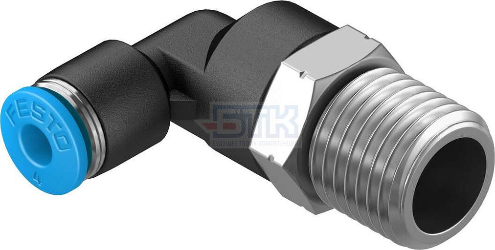 190659 Угловой штуцер с цанговым зажимом и резьбой QSL-1/4-4 FESTO фото 1