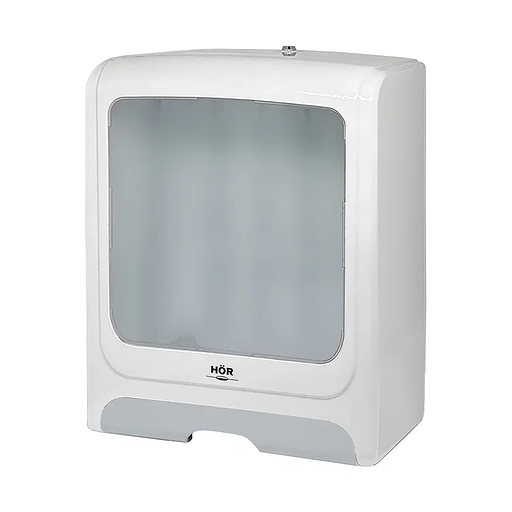 HOR Диспенсер для бумажных полотенец T1 Бизнес корпус белый, верхнее стекло матовое, нижние стекла серые, универс. система сложения (Z(C) / V(ZZ)) опт фото 1