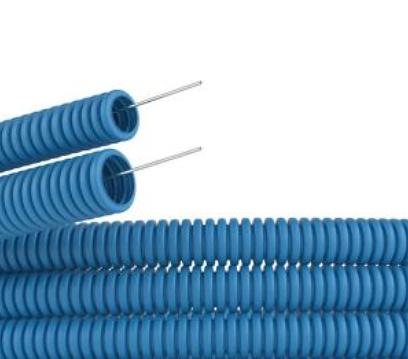 Труба гофрированная ППЛ гибкая легкая d 20 мм с протяжкой син. (уп. 100 м) DKC 11920 фото 1