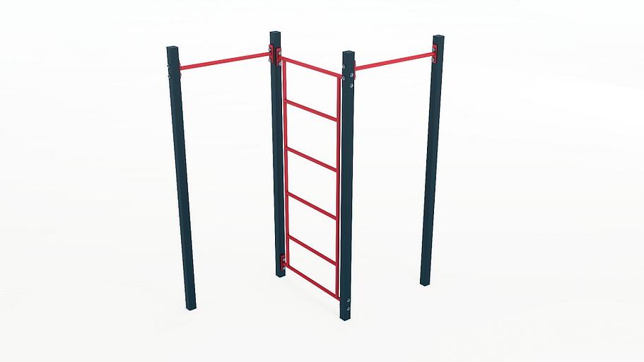 Трехсекционный комплекс турников со шведской стенкой фото 1