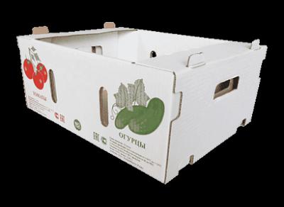 Картонный лоток-коробка для фруктов и овощей 420х318х170 мм, опт фото 1