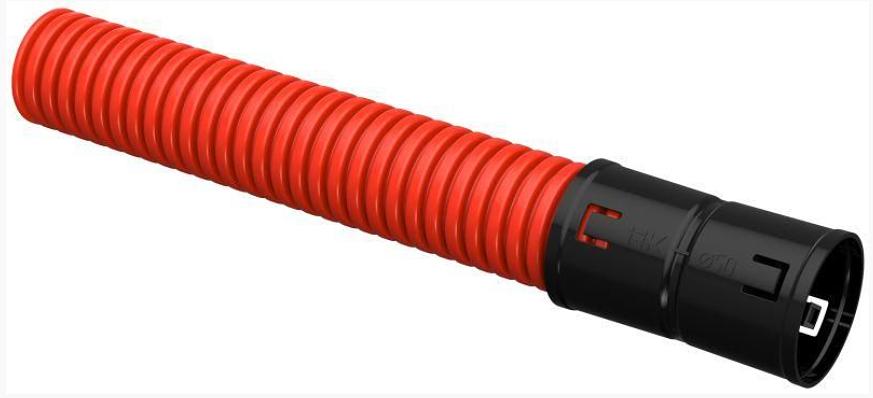 Труба гофрированная двустенная ПНД гибкая d 50 мм с муфтой красн. (уп. 50 м) IEK CTG12-050-K04-050-R фото 1