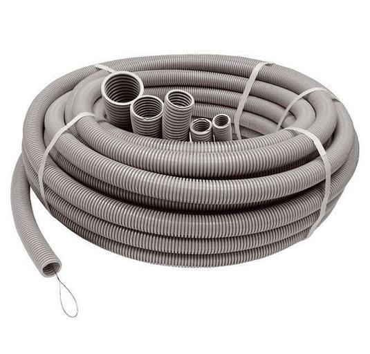 Труба гофрированная ПВХ легкая d 25 мм с протяжкой сер. (уп. 20 м) Ruvinil 12501(20) фото 1