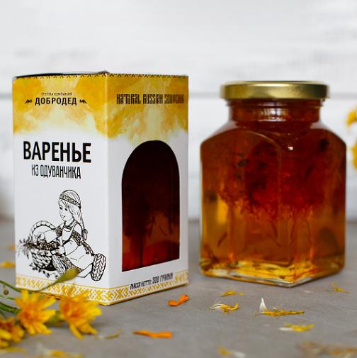 Варенье из Одуванчика баночка в сувенирной коробочке с магнитиком 300 г/260 мл опт фото 1